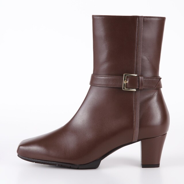 With Widthミドル丈ショートブーツ レッドブラウン｜BARCLAY