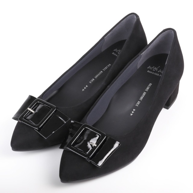 With Widthポインテッドトゥパンプス ブラックスエード ｜BARCLAY  