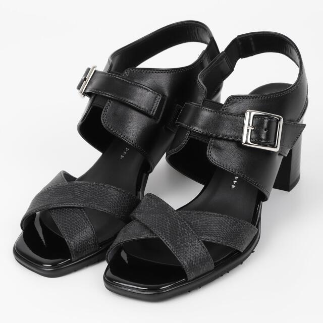 【OUTLET】With Width（ウィズウィズ）ベルト配色サンダル　ブラックコンビ