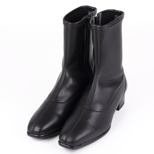 【OUTLET】With Width（ウィズウィズ）ローヒールストレッチブーツ　ブラック