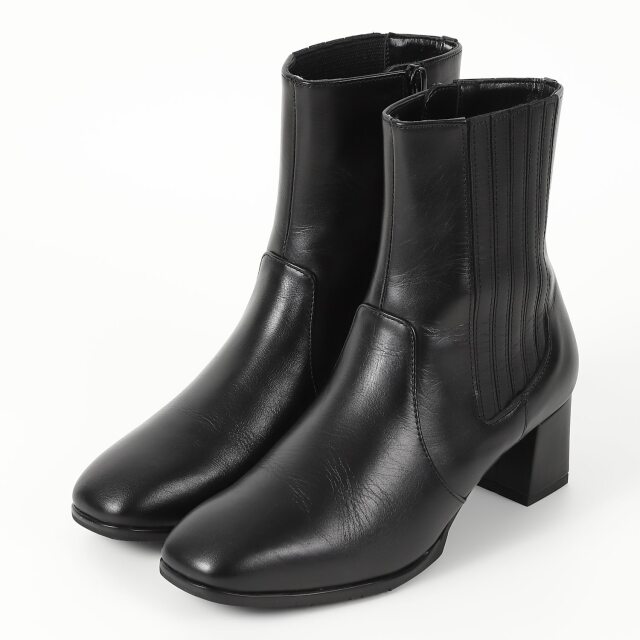 【OUTLET】With Width（ウィズウィズ）サイドゴアショートブーツ　ブラック