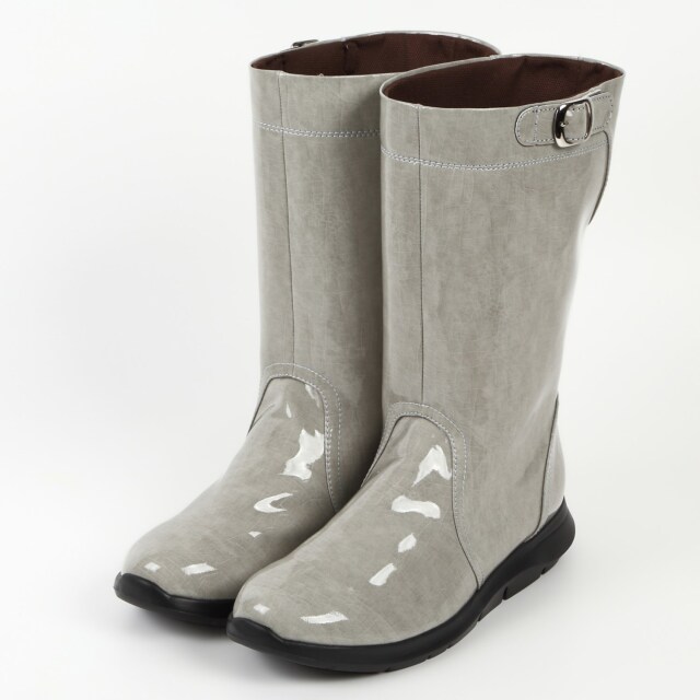 VITA NOVAデザインレインブーツ グレージュエナメル