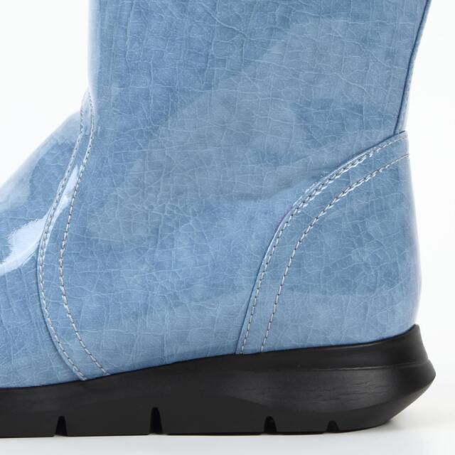 VITA NOVAデザインレインブーツ スモーキーブルーエナメル