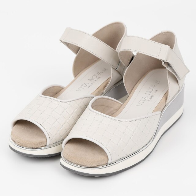 【OUTLET】VITA NOVA（ヴィタノヴァ）メッシュ型押しサンダル アイボリーコンビ
