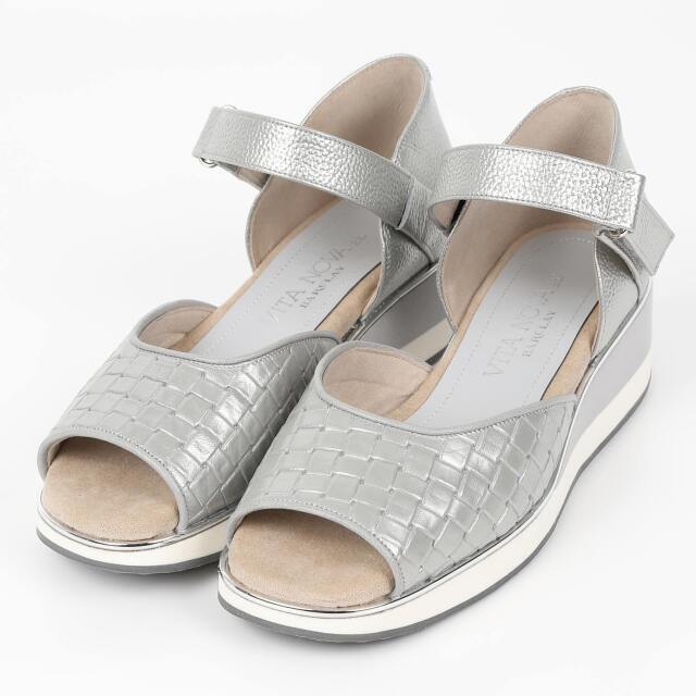 【OUTLET】VITA NOVA（ヴィタノヴァ）メッシュ型押しサンダル プラチナコンビ