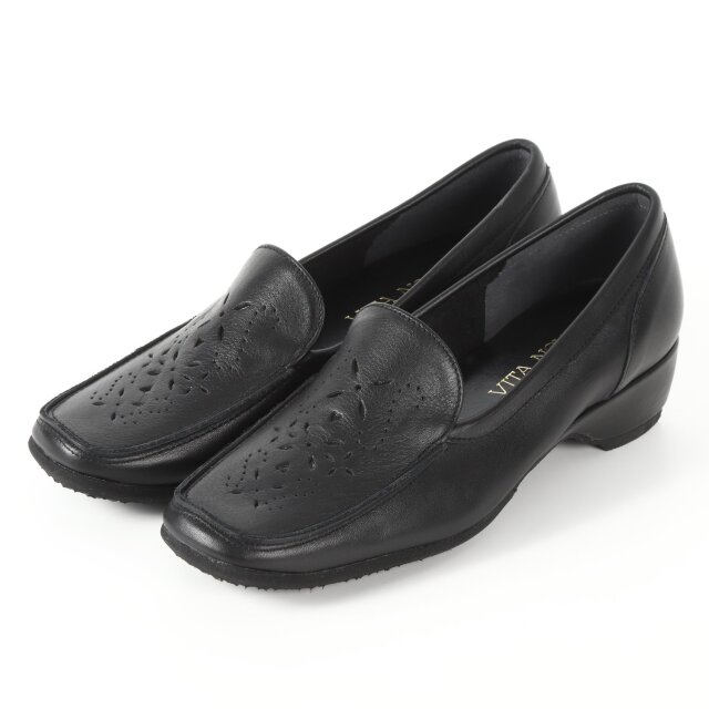 【OUTLET】VITA NOVA（ヴィタノヴァ）カットワークモカシンローファー　ブラック