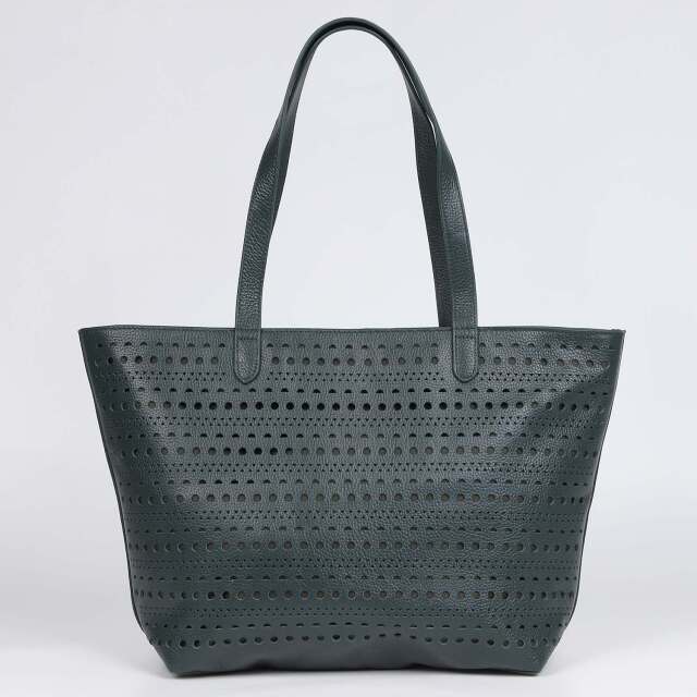 BARCLAY CLUB（バークレークラブ）レザーカットトートバッグ　ダークグリーン