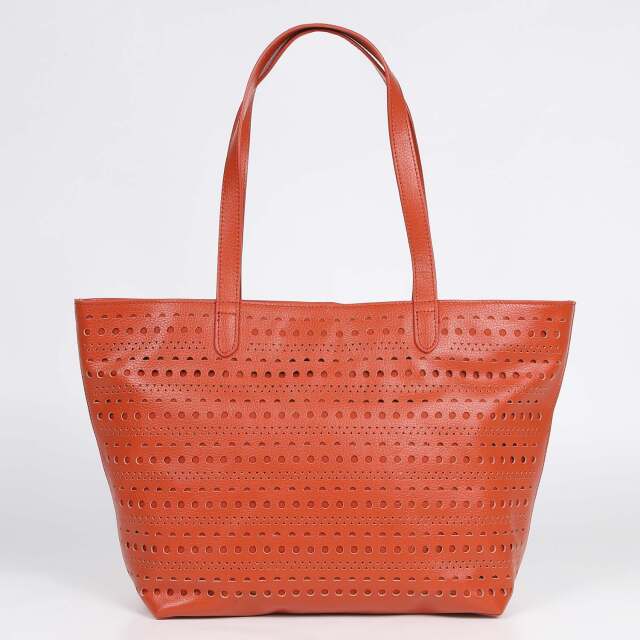 BARCLAY CLUB（バークレークラブ）レザーカットトートバッグ　オレンジレッド