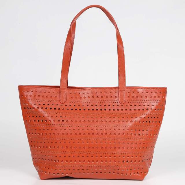 BARCLAY CLUB（バークレークラブ）レザーカットトートバッグ オレンジ