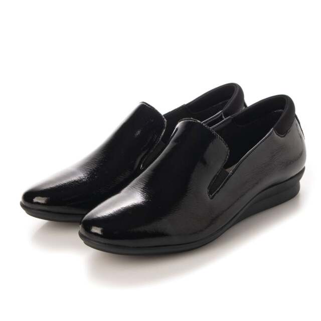 【OUTLET】KISCO（キスコ）オペラスリッポンレインシューズ　ブラックエナメル