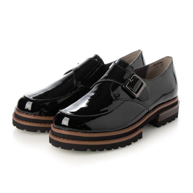 【OUTLET】KISCO（キスコ）クラフトソールモンクシューズ　ブラック