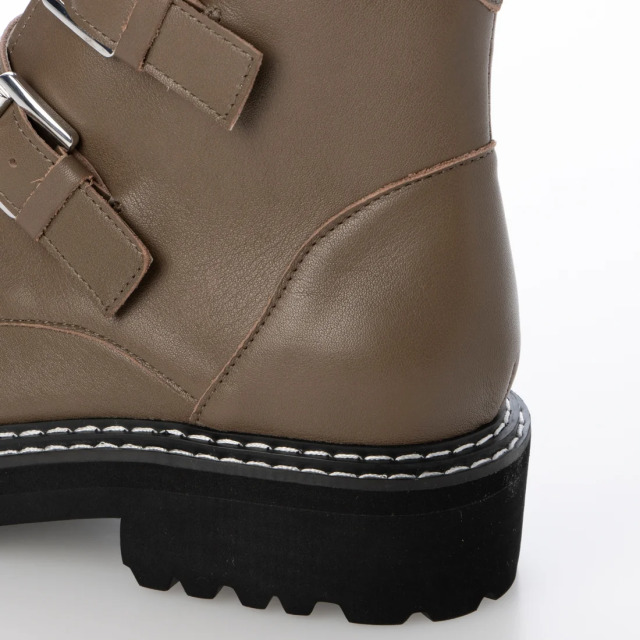 KISCO（キスコ）ダブルベルトショートブーツ カーキ｜BARCLAY