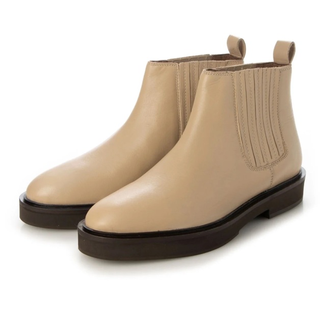 【OUTLET】KISCO（キスコ）厚底サイドエラスティックアンクルブーツ　ベージュ