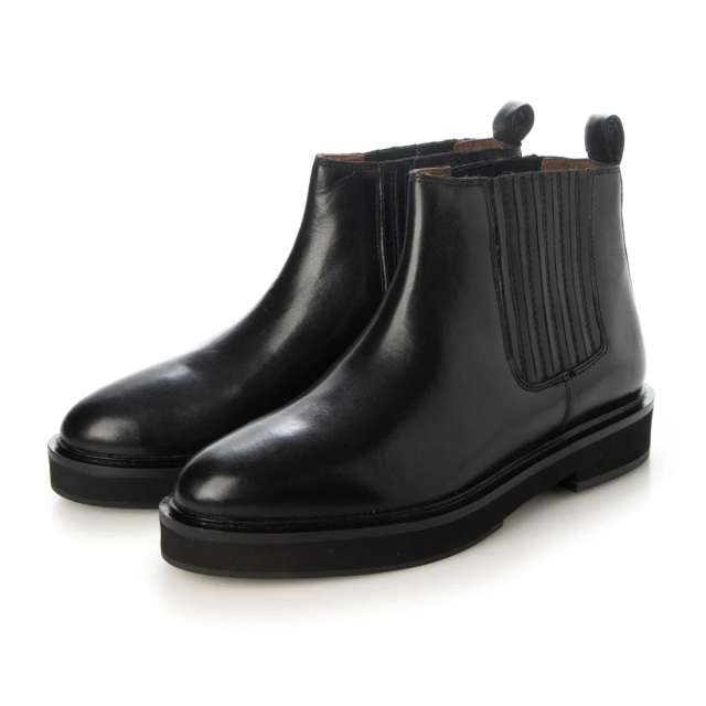 【OUTLET】KISCO（キスコ）厚底サイドエラスティックアンクルブーツ　ブラック
