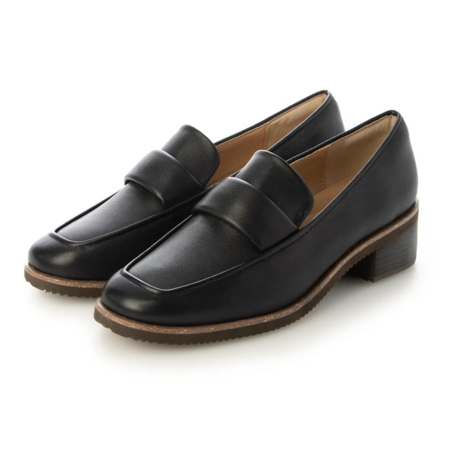 KISCO（キスコ）チャンキーヒールモカシンローファー ブラック 