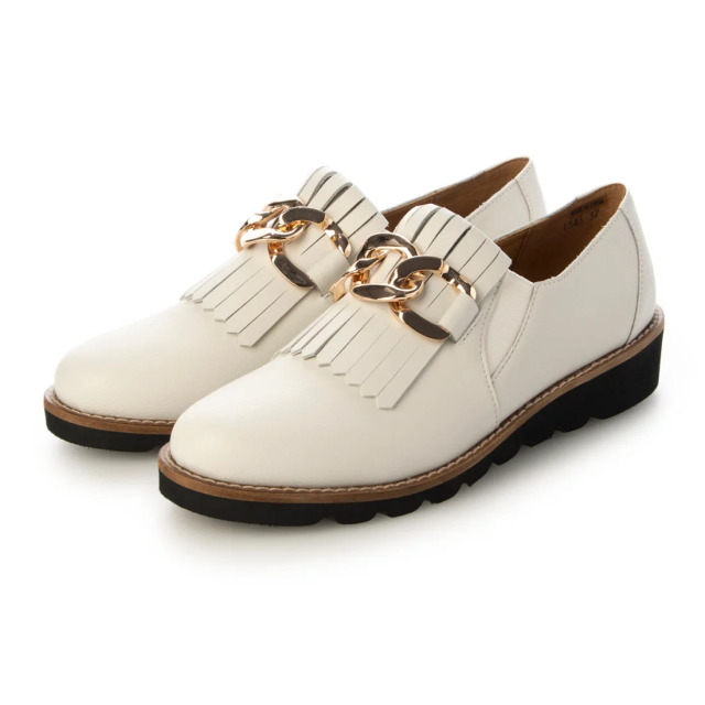 KISCO（キスコ）ビッグチェーンキルトローファー　ホワイト