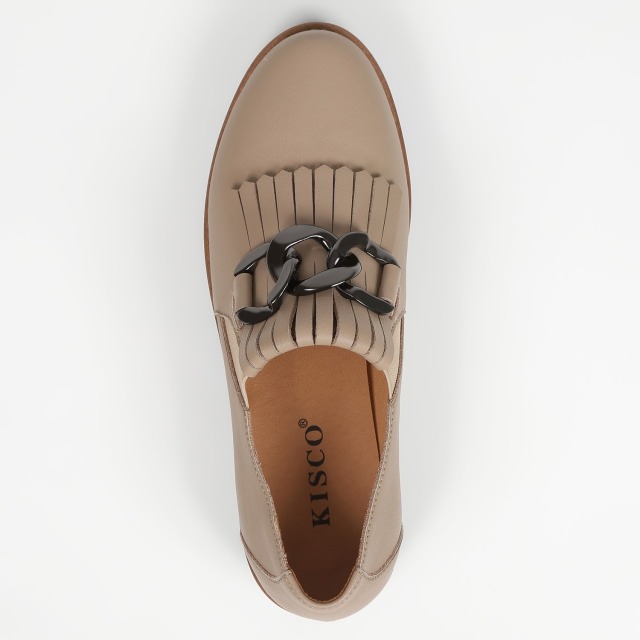 KISCO（キスコ）ビッグチェーンキルトローファー ダークベージュ