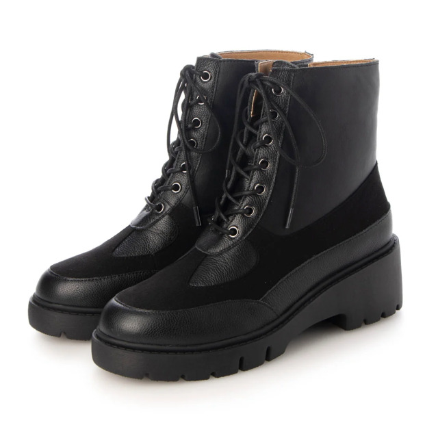 【OUTLET】KISCO（キスコ）トラックソールレースアップブーツ　ブラック