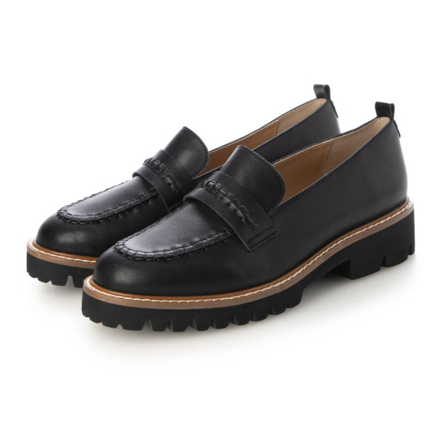【OUTLET】KISCO（キスコ）ステッチワークボリュームソールローファー　ブラック