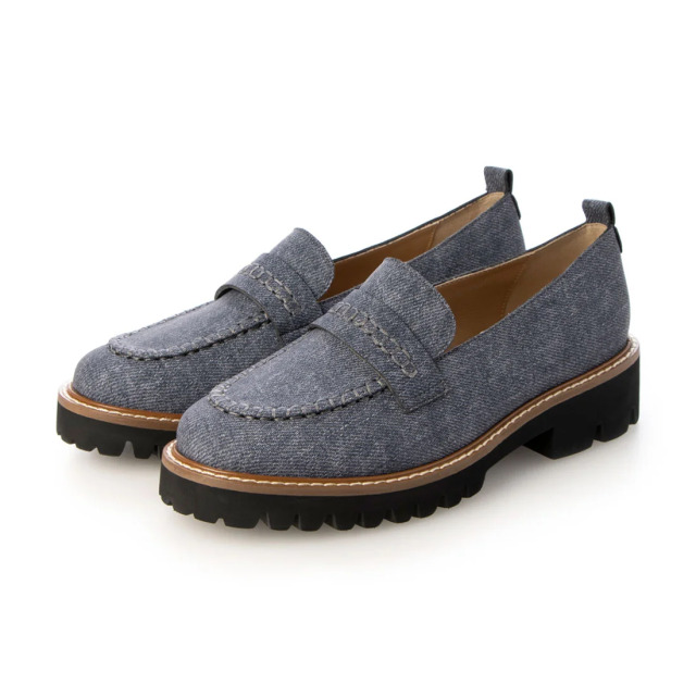【OUTLET】KISCO（キスコ）ステッチワークボリュームソールローファー　デニム