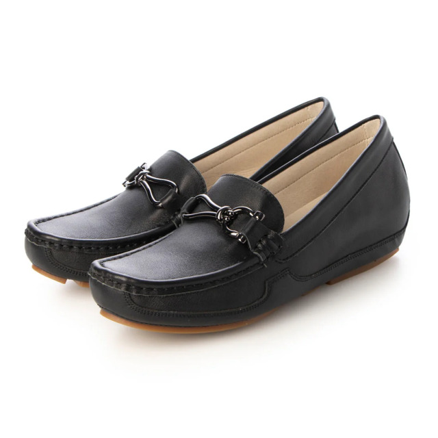 KISCO（キスコ）コードモチーフインヒールモカシン ブラック