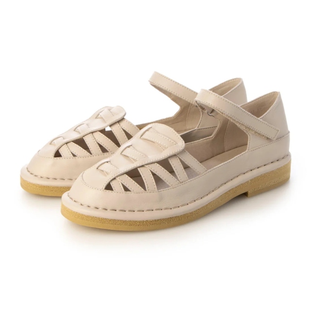 【OUTLET】KISCO（キスコ）グルカネックストラップシューズ　アイボリー