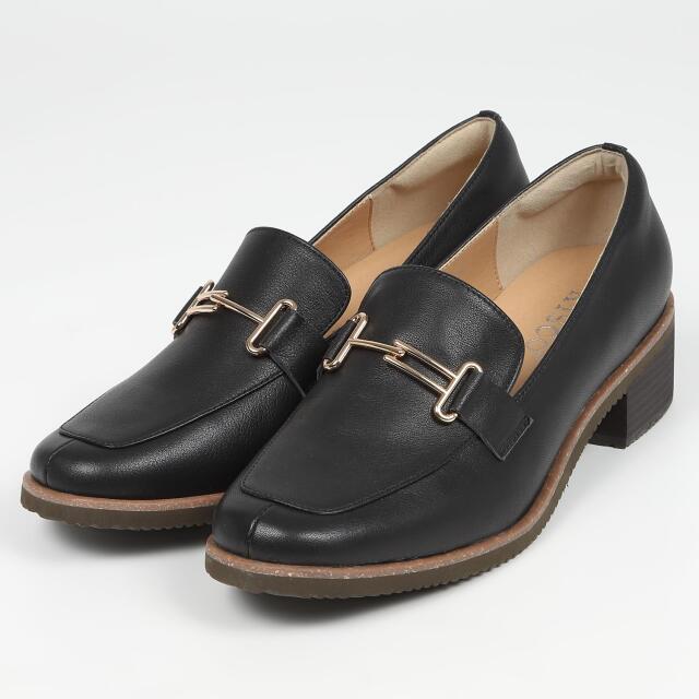 【OUTLET】KISCO（キスコ）チャンキーヒールビットローファー　ブラック