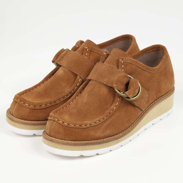 【OUTLET】KISCO（キスコ）リングベルトワラビーシューズ　キャメルスエード