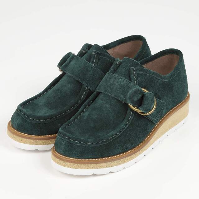 【OUTLET】KISCO（キスコ）リングベルトワラビーシューズ　グリーンスエード