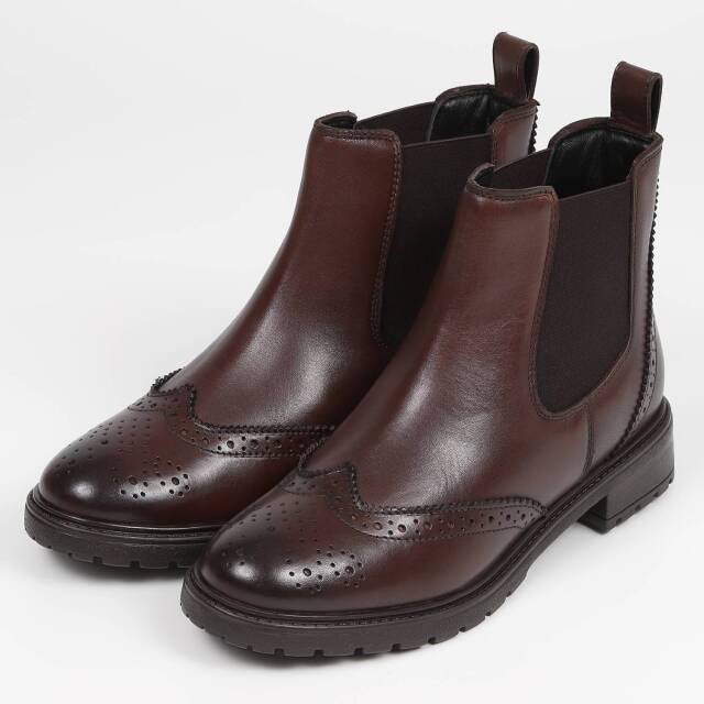 【OUTLET】KISCO（キスコ）ウィングチップサイドゴアブーツ　ダークブラウン