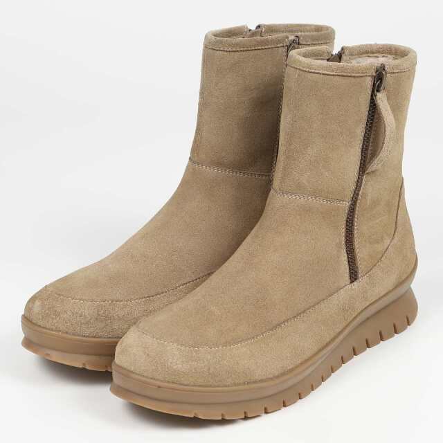 【OUTLET】KISCO（キスコ）ボアショートブーツ　ベージュスエード