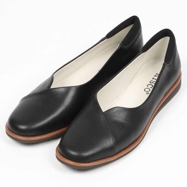 KISCO（キスコ）アシンメトリーカジュアルパンプス　ブラック