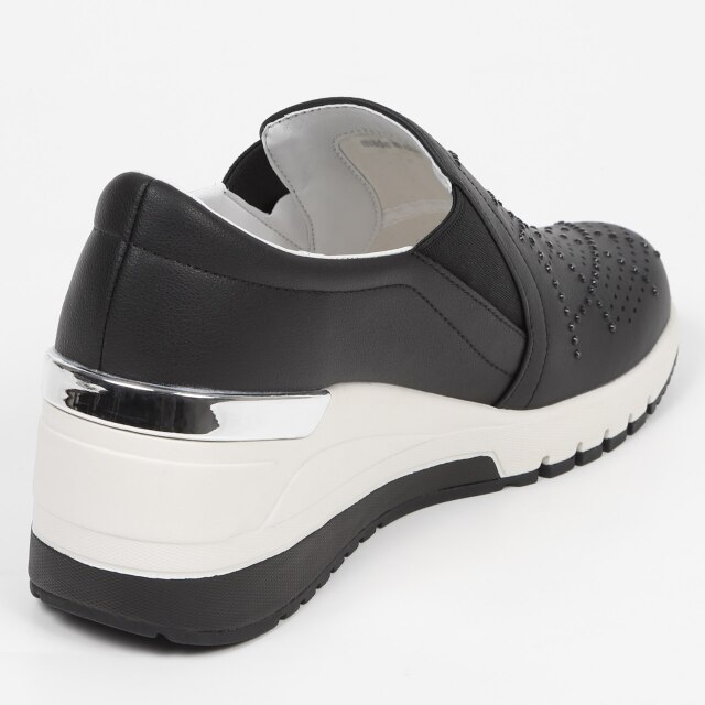 KISCO（キスコ）クリアストーン付きヒールスニーカー ブラック