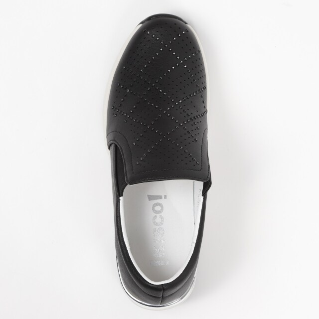 KISCO（キスコ）クリアストーン付きヒールスニーカー ブラック