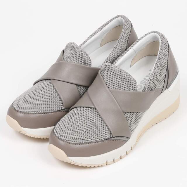 【OUTLET】KISCO（キスコ）クロスベルトヒールスニーカー　グレー