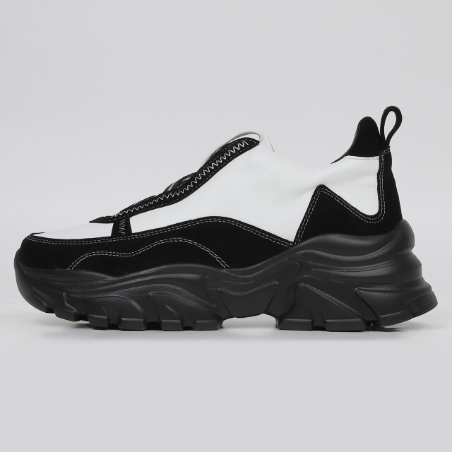 KISCO（キスコ）クロスゴムハイカットスニーカー ブラックホワイト