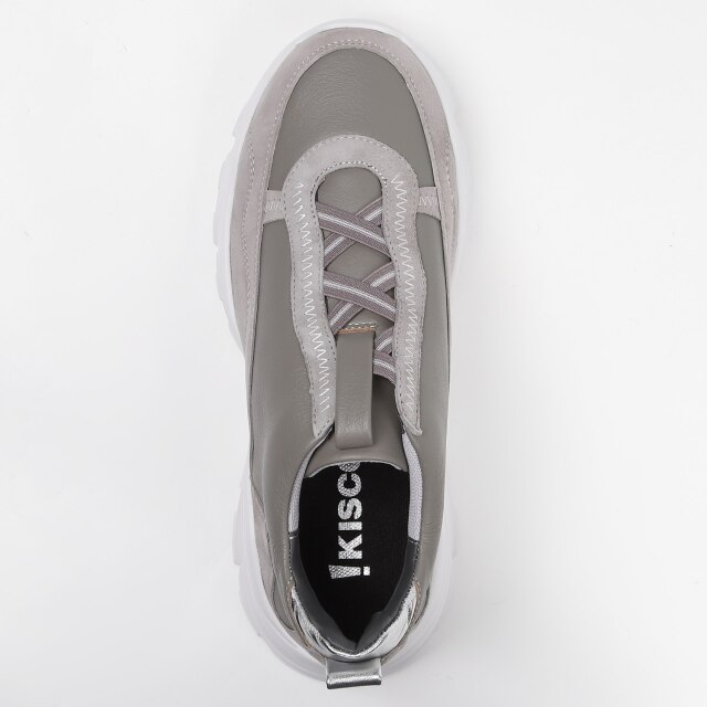 KISCO（キスコ）クロスゴムハイカットスニーカー グレー｜BARCLAY