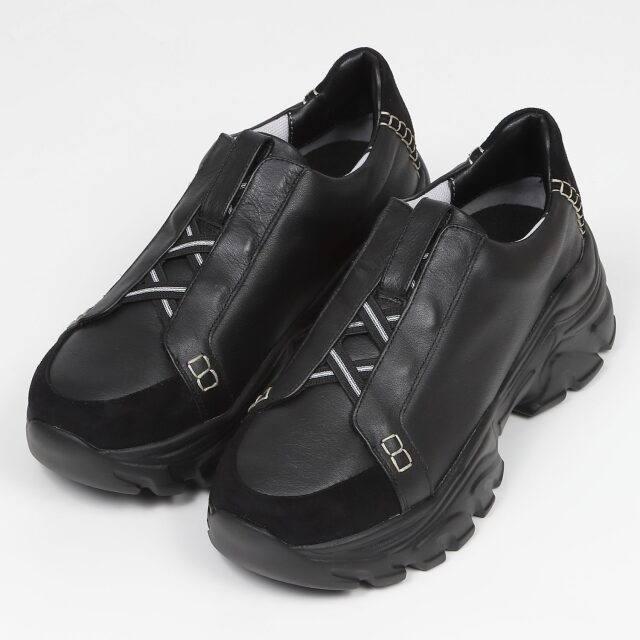 KISCO（キスコ）クロスゴムブラッチャースニーカー　ブラック