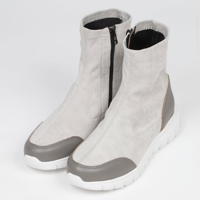 【SALE】KISCO（キスコ）ストレッチショートブーツ　ライトグレーコンビ