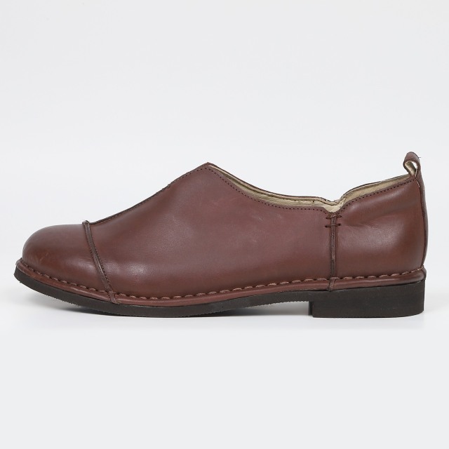 KISCO（キスコ）アウトステッチVカット軽量シューズ ダークブラウン