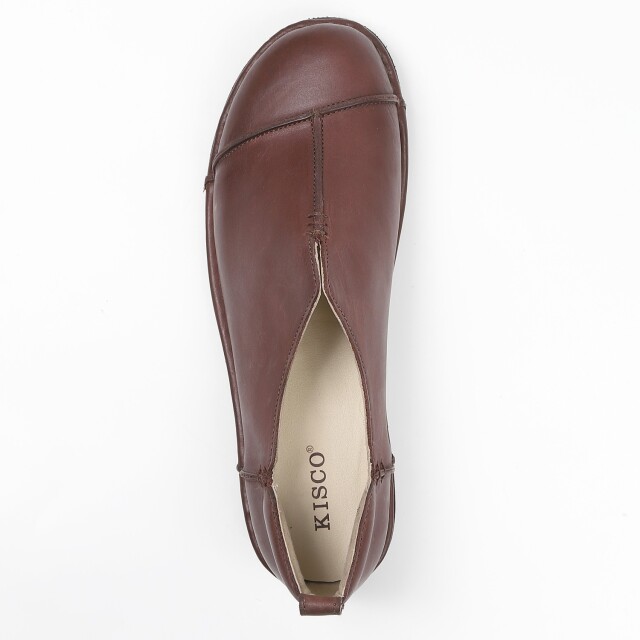 KISCO（キスコ）アウトステッチVカット軽量シューズ ダークブラウン