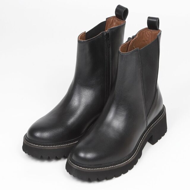 【SALE】KISCO（キスコ）トラックソールサイドゴアブーツ　ブラック