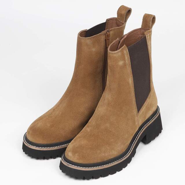 【SALE】KISCO（キスコ）トラックソールサイドゴアブーツ　キャメルスエード