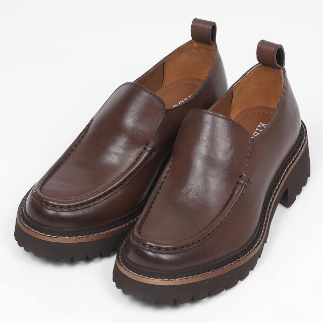 KISCO（キスコ）トラックソールモカシンローファー　ブラウン