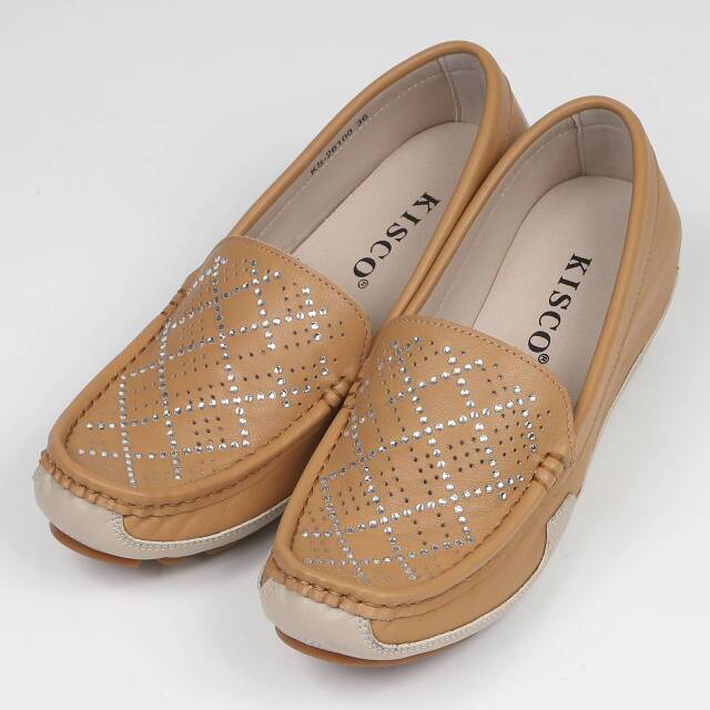 KISCO（キスコ）インヒールストーンカットモカシン　キャメル