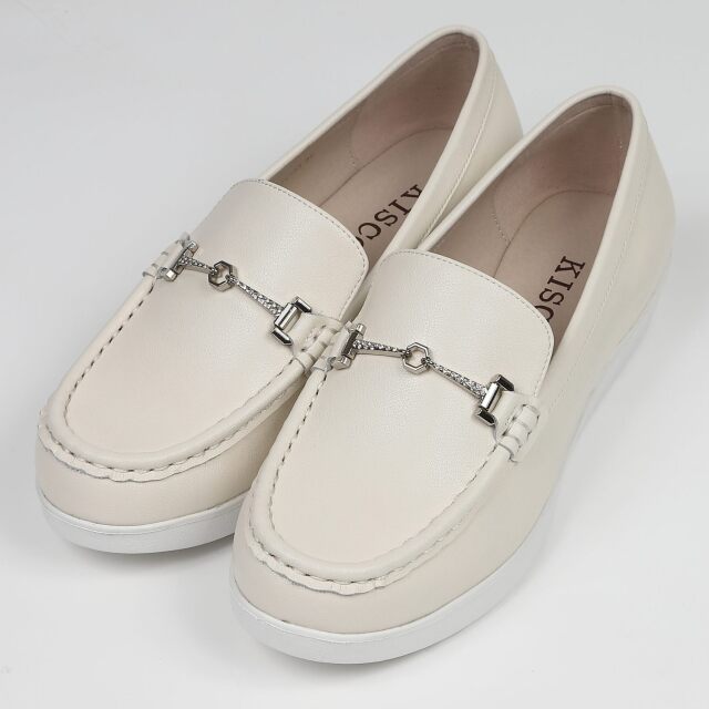 KISCO（キスコ）ストーンビットカジュアルスリッポン　アイボリー