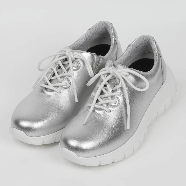 KISCO(キスコ)シンプルレースアップスニーカー シルバー