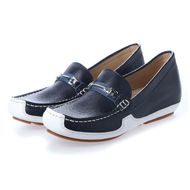 KISCO（キスコ）インヒールビットモカシン　ネイビーホワイト