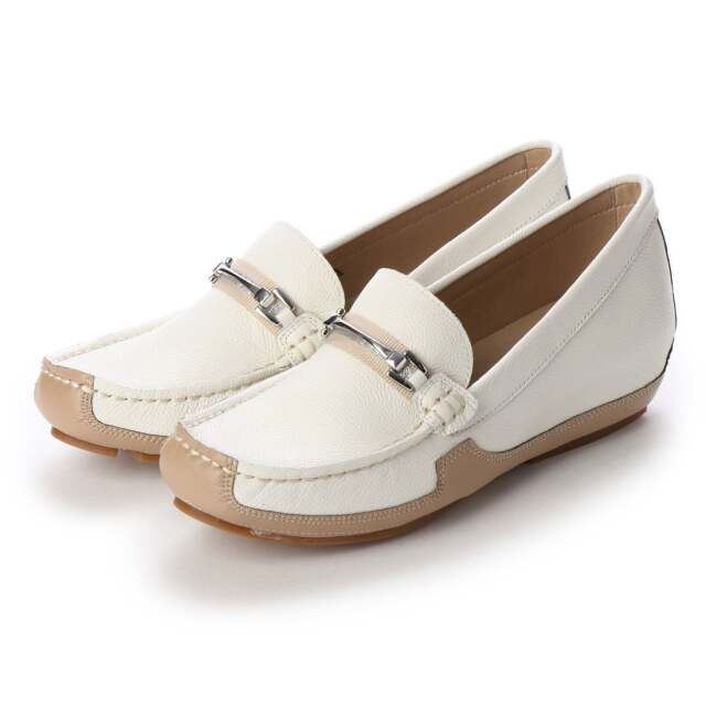 KISCO（キスコ）インヒールビットモカシン　ホワイトベージュ