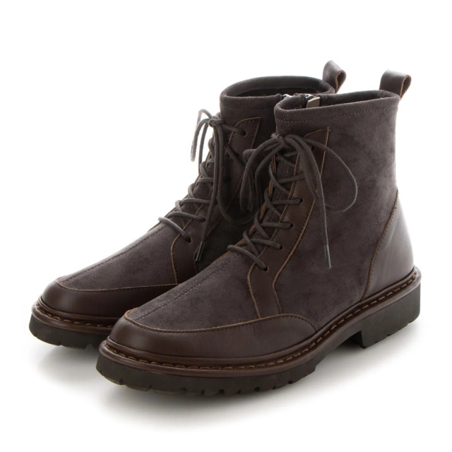KISCO（キスコ）ストレッチレースアップショートブーツ　ダークブラウン